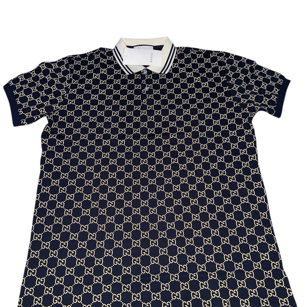 Gucci Men’s Navy GG Logo Polo Shirt